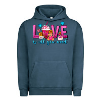 Pigment Midnight Navy Love Is All You Need Valentines Day Frappe Coffee Urban Hoodie - FaDigitalArtStudio