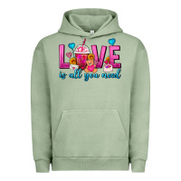Pigment Oil Green Love Is All You Need Valentines Day Frappe Coffee Urban Hoodie - FaDigitalArtStudio