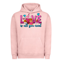 Pigment Salmon Love Is All You Need Valentines Day Frappe Coffee Urban Hoodie - FaDigitalArtStudio