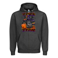 Charcoal Heather Trick Or Treat Black Angus Heifer Zipper Hoodie - LillyAllenDesigns