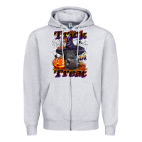 Heather Grey Trick Or Treat Black Angus Heifer Zipper Hoodie - LillyAllenDesigns