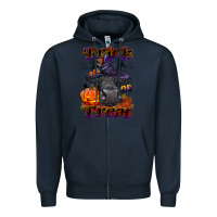 Navy Trick Or Treat Black Angus Heifer Zipper Hoodie - LillyAllenDesigns