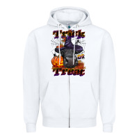 White Trick Or Treat Black Angus Heifer Zipper Hoodie - LillyAllenDesigns