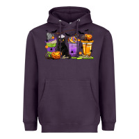 Plum Halloween Cat Coffee Cups Heavyweight Hoodie - texasbilliewilder