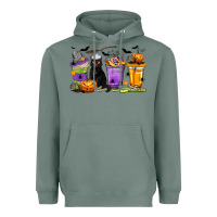 Sage Halloween Cat Coffee Cups Heavyweight Hoodie - texasbilliewilder