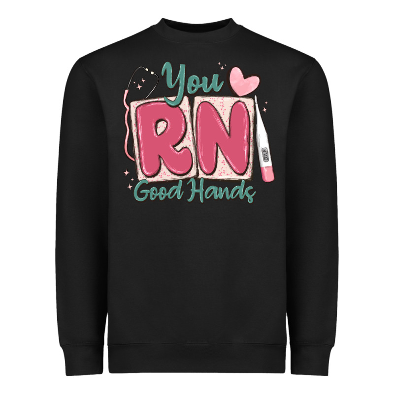 You Rn Good Hands Registered Nurse Heavyweight Sweatshirt by MaliasSmallBusiness | Teevron