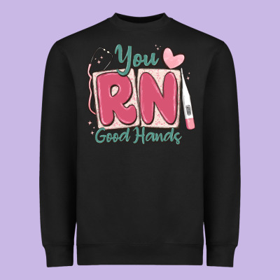 You Rn Good Hands Registered Nurse Heavyweight Sweatshirt Designed By Maliassmallbusiness