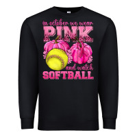 Black In October We Wear Pink and Watch Softball Premium Sweatshirt - texasbilliewilder