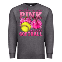 Charcoal Heather In October We Wear Pink and Watch Softball Premium Sweatshirt - texasbilliewilder