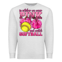 Oatmeal Heather In October We Wear Pink and Watch Softball Premium Sweatshirt - texasbilliewilder