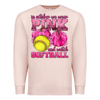 Pale Pink In October We Wear Pink and Watch Softball Premium Sweatshirt - texasbilliewilder