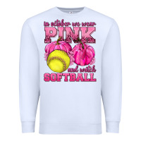 White In October We Wear Pink and Watch Softball Premium Sweatshirt - texasbilliewilder