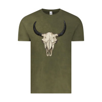 Vintage Olive bull skull Vintage Tee - BarkalooDesign