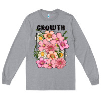 Heather Grey growth flower Long Sleeve Tee - MaliasSmallBusiness