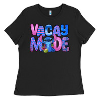 Black vacay mode stitch Ladies Tee - Zillion Design Studio
