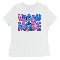 White vacay mode stitch Ladies Tee - Zillion Design Studio
