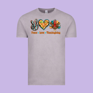 Peace Love Thanksgiving Vintage Tee Designed By Barkaloodesign