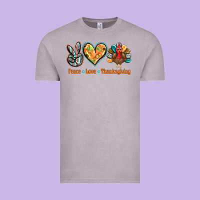 Peace Love Thanksgiving Vintage Tee Designed By Barkaloodesign