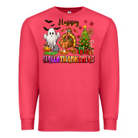 Cardinal Happy Hallothanksmas with ghost turkey and tree Premium Sweatshirt - texasbilliewilder