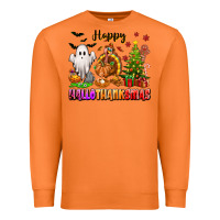 Carrot Happy Hallothanksmas with ghost turkey and tree Premium Sweatshirt - texasbilliewilder