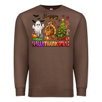 Chestnut Happy Hallothanksmas with ghost turkey and tree Premium Sweatshirt - texasbilliewilder