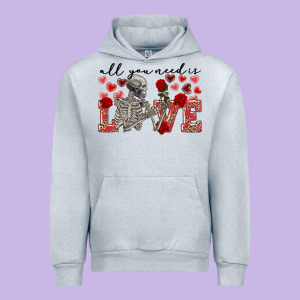 Skeleton All You Need Is Love Urban Hoodie Designed By Fadigitalartstudio