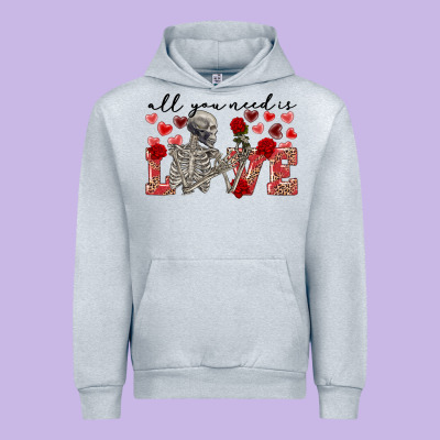 Skeleton All You Need Is Love Urban Hoodie Designed By Fadigitalartstudio