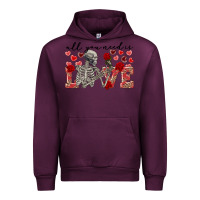 Mauve Wine Skeleton all you need is love Urban Hoodie - FaDigitalArtStudio