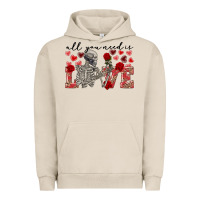 Pigment French Oak Skeleton all you need is love Urban Hoodie - FaDigitalArtStudio