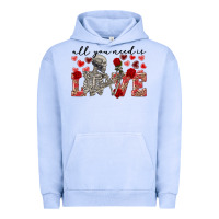 Pigment Grape Ice Skeleton all you need is love Urban Hoodie - FaDigitalArtStudio