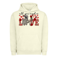 Pigment Pistachio Skeleton all you need is love Urban Hoodie - FaDigitalArtStudio