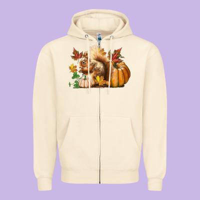 Fall Squirrel Zipper Hoodie Designed By Lillyallendesigns
