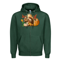 Sports Green Fall Squirrel Zipper Hoodie - LillyAllenDesigns