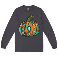 Smoke Western cowhide turquoise pumpkin Long Sleeve Tee - NancyCooperArtShop