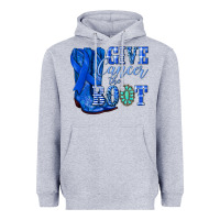 Heather Grey give cancer the boot colon cancer blue ribbon nca Heavyweight Hoodie - NancyCooperArtShop