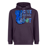 Plum give cancer the boot colon cancer blue ribbon nca Heavyweight Hoodie - NancyCooperArtShop