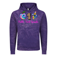 Cloud Purple hello first grade tie dye 3200x2400 Vintage Hoodie - AdoDesignShop