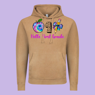Hello First Grade Tie Dye 3200x2400 Vintage Hoodie Designed By Adodesignshop