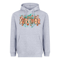 Heather Grey I am a survivor peach ribbon Heavyweight Hoodie - NancyCooperArtShop