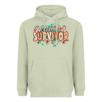 Matcha I am a survivor peach ribbon Heavyweight Hoodie - NancyCooperArtShop