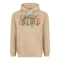Mushroom I am a survivor peach ribbon Heavyweight Hoodie - NancyCooperArtShop