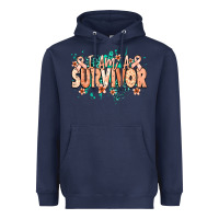 Navy I am a survivor peach ribbon Heavyweight Hoodie - NancyCooperArtShop