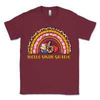 Burgundy back to school rainbow hello sixth grade Classic Tee - AdoDesignShop