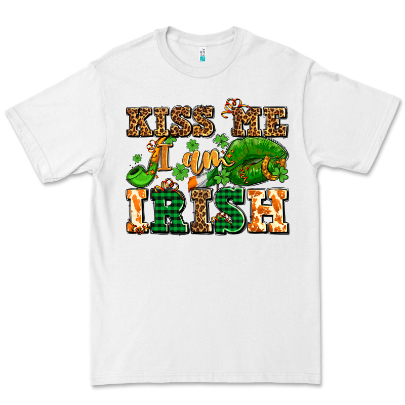 Kiss Me I Am Irish  With Lips And Shamrocks Premium Tee by AdoDesignShop | Teevron