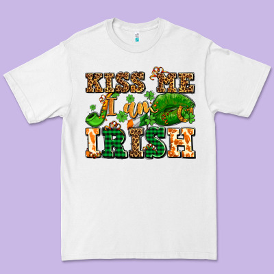 Kiss Me I Am Irish  With Lips And Shamrocks Premium Tee Designed By Adodesignshop