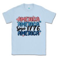 Dusty Blue america since 1776 Classic Tee - MaliasSmallBusiness
