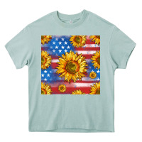 Arona sunflowers american flag seamless pattern Heavy Core Tee - HRA Design Shop