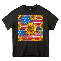 Asphalt sunflowers american flag seamless pattern Heavy Core Tee - HRA Design Shop
