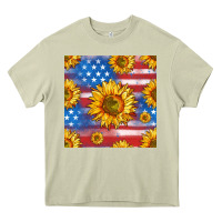 Mossy sunflowers american flag seamless pattern Heavy Core Tee - HRA Design Shop