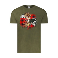 Vintage Olive leopard cowhide Christmas plaid patches Vintage Tee - Jasminsmagicworld
